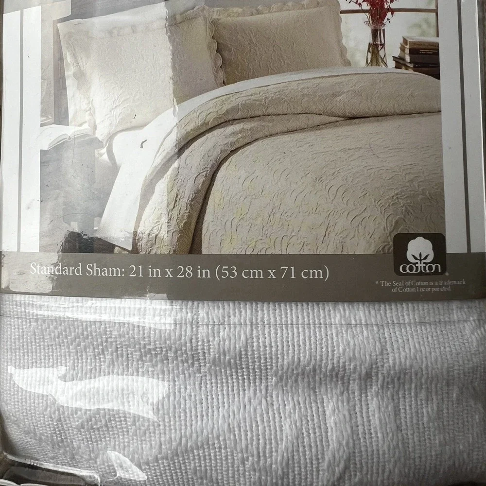 Lamont Home Majestic‎ Matelasse Standard Sham Ecru Cotton Woven Portugal